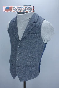 Hackett London Donegal Wool Waistcoat Men's Gray Multi Size UK 36L / 46L Vest - Picture 1 of 21