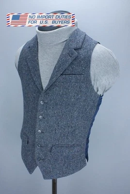 Hackett London Donegal Wool Waistcoat Men's Gray Multi Size UK 36L / 46L Vest - Image 1 of 4