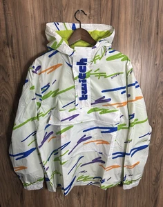 Twitch White Multicolor Windbreaker Pullover Jacket Anorak Hoodie Size Small - Picture 1 of 5