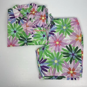 Victoria’s Secret Cotton Daisies Pajama Shorts Set Green Pink Floral Pjs Size XL - Picture 1 of 20