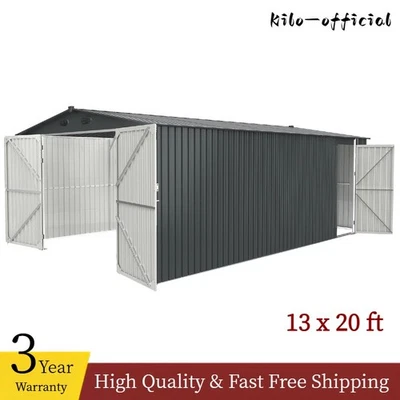 20x13FT Heavy Duty Carport Outdoor Utility Tool Storage Shed Metal Truck Garage - Image 1 of 4