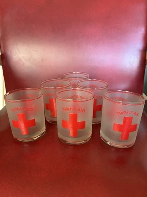 Стеклянная посуда Culver Signed Mid-Century Thirst Aid Low Ball MCM Rocks 6 шт. - Изображение 1 из 4