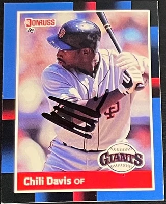 Tarjeta autografiada Donruss Baseball #313 1988 Chili Davis SF Giants Foto 1 de 2