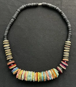 Vintage klobige bunte Holzperlen Halskette ~ Boho ~ - Bild 1 von 6