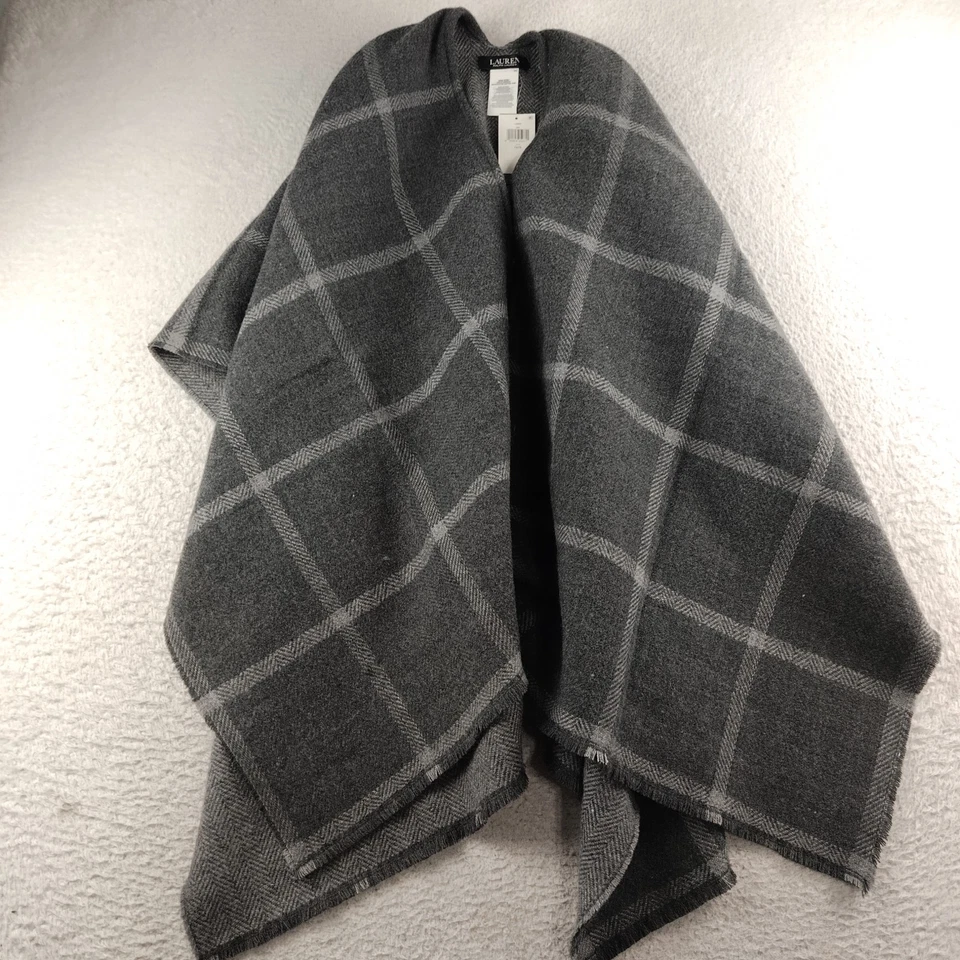 Suéter xale Lauren Ralph Lauren etiqueta preta cinza tamanho único novo com etiquetas - Imagem 1 de 4