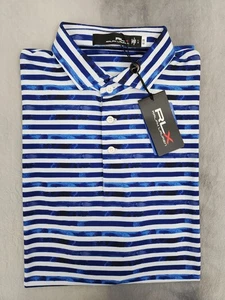 Polo RLX Ralph Lauren Performance a righe golf 3/15 uomo taglia large nuova - Foto 1 di 13