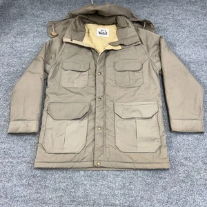 Vintage Woolrich Jacket Men's Medium Mushroom Beige Insulated Hooded Parka Coat - Picture 1 of 7