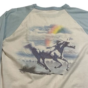 70’s 80’s Unicorn Fantasy Art Raglan Tee Shirt Baseball Sleeve - Bild 1 von 5