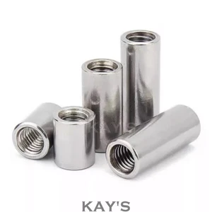 ROUND STUDDING CONNECTOR NUTS A2 STAINLESS STEEL ALL THREAD ROD BAR SLEEVE TUBE - Picture 1 of 3