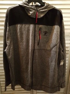 Beverly Hills Polo Club Mens Hoodie Size 2XL Grey Black Full Zip Up Lightweight - Picture 1 of 19