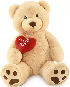 Großer Teddybär Kuscheltier, weich und kuschelig riesiger Teddybär Plüschtier mit rotem H - Bild 1 von 12