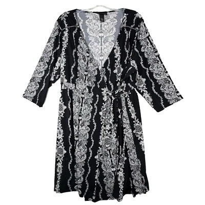 Vestido Lane Bryant para mujer 22/24 negro blanco barroco envolvente gótico caprichoso Foto 1 de 4