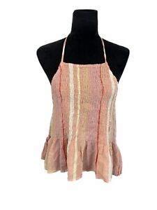 O’Neill Size M Colorful Scrunch Pleated Halter Top