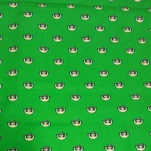 PowerPuff Girls - Buttercup Face Green Cotton Fabric - Picture 1 of 2