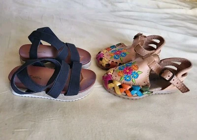 2 Pairs Toddler Girl Sandals Size 13 Fernanda & Size 4M Hotcakes - Image 1 of 4