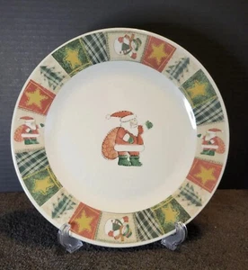 Santa & Snowman Vintage CHRISTMAS Stoneware Dinner Plate - Picture 1 of 10