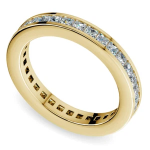 Eternity Diamond Band 2.25 Carat Princess H/VS2 Anniversary Ring 18K Yellow Gold - Picture 1 of 4