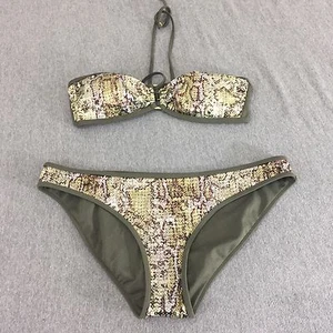 H & M Bikini Swimsuit Women's Top Sz 6 Bottom Sz 12 Olive Green Two Piece - Picture 1 of 11