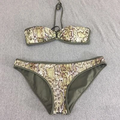 Traje de baño bikini H&M para mujer talla 6 inferior talla 12 verde oliva dos piezas Foto 1 de 4