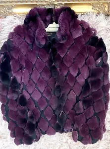 ▪️MINK REAL FUR▪️⭐️SUPER SOFT MINK PATCHED PATTERNS SILK Jacket UK10 - Picture 1 of 12