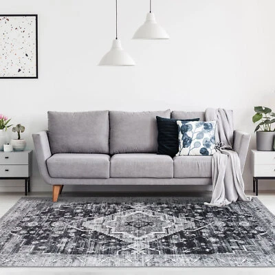 Deal Extra Large Rug Charcoal Grey Beautiful Allover Lounges Carpet Washable - image 1 of 4