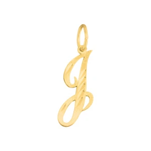 Genuine 14K Yellow Gold 0.78" Fancy Cursive Script Letter Initial 'J' Pendant - Picture 1 of 5
