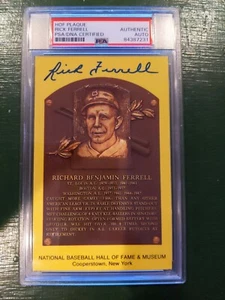 Rick Ferrell PSA DNA Coa Signed Gold HOF Plaque Autograph - Picture 1 of 2