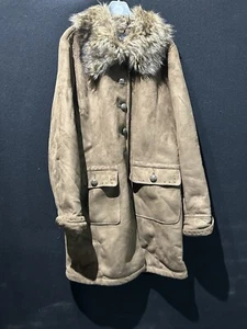 Centigrade Brown Faux Fur Suede Coat Fully Fleeced Lined Inside Ref Bag A - Picture 1 of 15