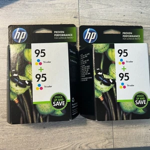 2 -Genuine HP 95 Twin-Pack Color Ink Cartridges Tri-Color NIB. EXP: Nov 2014 - Picture 1 of 3