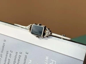 Silver Brooch Onyx Vintage Silver Brooch Rare Jewelry Decoration Female Black  - Picture 1 of 7