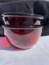 Vtg Arcoroc Classique Ruby Red Glass Bowl 5.75" Round Bowl France Mixing Soup