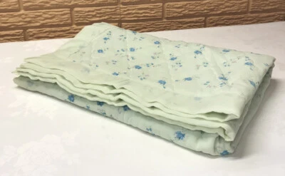 Винтажный новом светло-зеленая лента отделки выстеганное детское одеяло 36 x 47 синий розовый цветок - Изображение 1 из 4