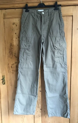 Zara Khaki High Waist Cargo Trousers UK 8  W28  L30.5 - Image 1 of 4