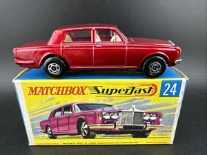 1973 Vintage Matchbox #24 RED ROLLS ROYCE SILVER SHADOW Original Box GREEN BASE - Picture 1 of 8