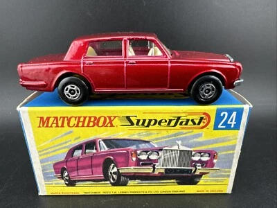 1973 Vintage Matchbox #24 RED ROLLS ROYCE SILVER SHADOW Original Box GREEN BASE - Image 1 of 4