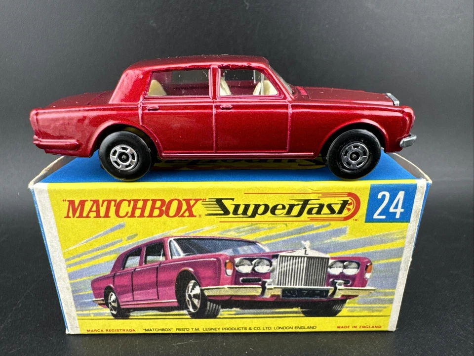 1973 Vintage Matchbox #24 RED ROLLS ROYCE SILVER SHADOW Original Box GREEN BASE - Image 1 of 4