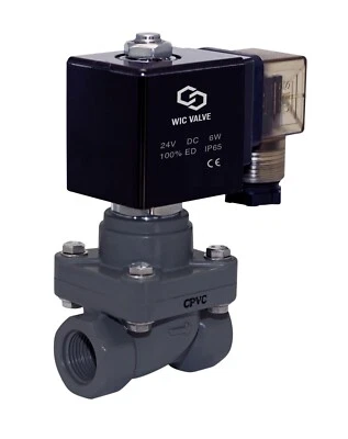 3/8" Inch Anti Corrosion Salt Water Acid Resistant Solenoid CPVC Valve NC 24V DC - Image 1 of 3