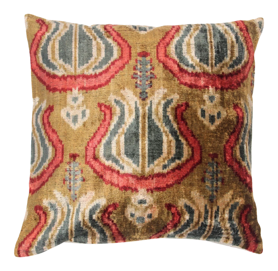 Calicomfy Hecho a Mano Lujo 100% Terciopelo Seda Decorativo Diseño IKAT + Inserto Foto 1 de 4