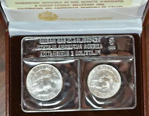 SAN MARINO AG/ 500 E 1000 LIRE 1986 MEXICO CAMPIONATI DEL MONDO FDC argento - Picture 1 of 2