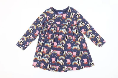 Next Girls Peppa Pig Multicoloured Cotton Long Sleeve Skater Dress 5-6Y - Image 1 of 4