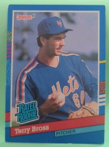 1991 Donruss - Rated Rookie Terry Bross #34 Yellow Stripe Right - New York Mets - Picture 1 of 2