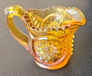 AMBER, CUT GLASS MINI PITCHER. TOOTHPICK HOLDER / SYRUP / CREAM POURER. - Picture 1 of 11