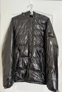 Stone Island Full Zip Hooded Puffer Jacket Black Medium Men’s Logo Winter Coat - Picture 1 of 12