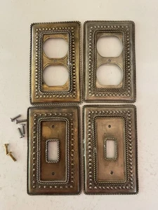 Messing Lichtschalter Steckdosenabdeckungen 4 Stück Handarbeit vier Winde geflochten Motiv - Bild 1 von 4