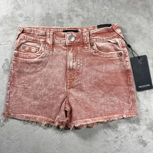 True Religion Shorts Maisie High Rise Lobster Bisque Red/Pink Size 25 NWT - Picture 1 of 10