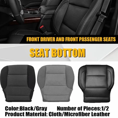 Cubierta de cuero/tela para asiento inferior delantero negro/gris para Chevrolet Tahoe 2015-2019 Foto 1 de 4