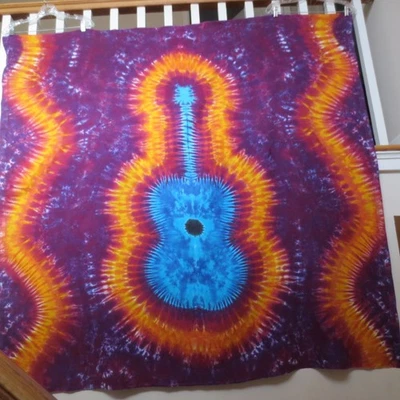 De Colección Tapiz Tie Dye 61x63" Colgante de Pared Psicodélico Púrpura Guitarra Hippie Boho Foto 1 de 4