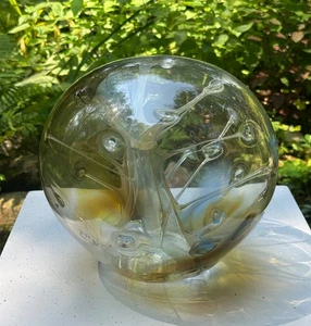 Signed Peter Bramhall Hand Blown Glass Orb Titled "Spring Fog Series" - 2/26/84 - Bild 1 von 12
