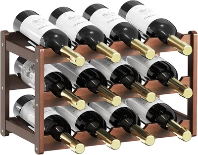 Estante de vino, encimera de estantes de vino de bambú, resistente estante de vino para gabinete interior y gratis Foto 1 de 4