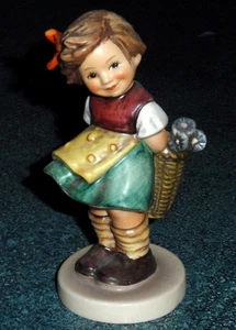 "Bashful" Goebel Hummel Figurine #377 TMK5 Girl With Basket Of Flowers - GIFT! - Picture 1 of 10